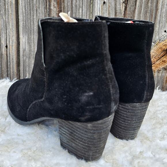 Black Ankle Booties J. JILL Size 8.5 Suede Leather Zip Heeled Boots Side Zip - Picture 4 of 13